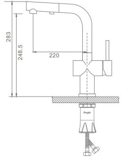 Смеситель для кухни Raglo R86.49.06 с выдвижным изливом чёрный